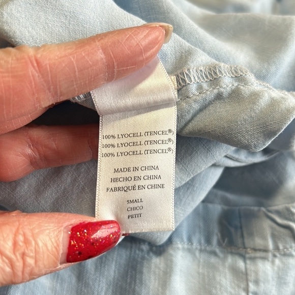 RAILS Chambray V Neck Sleeveless Racerback Tie Waist Dress Sz S - Picture 11 of 12